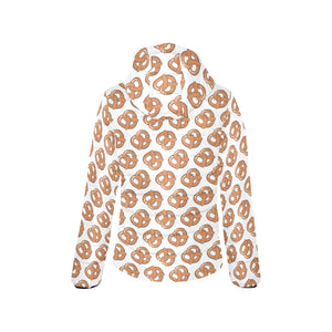 Pretzels Pattern Print Design 05 Women's Padded Hooded Jacket