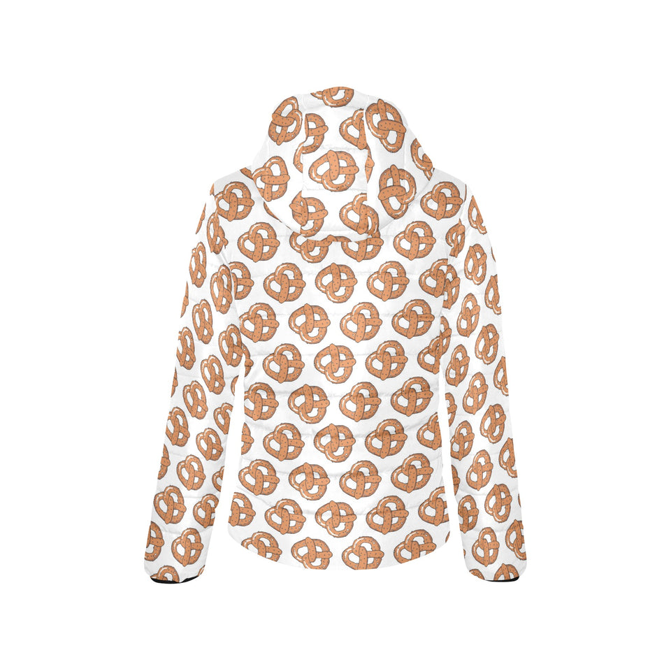 Pretzels Pattern Print Design 05 Women's Padded Hooded Jacket