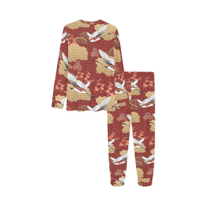 Japanese Crane Theme Pattern Kids' Boys' Girls' All Over Print Pajama Set