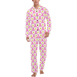 Fried Eggs Pattern Print Design 02 Men's Long Pajama Set