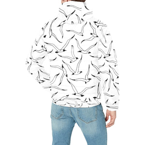 Seagull Pattern Print Design 04 Men's Padded Hooded Jacket(ModelH42)