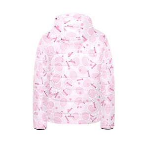 Tennis Pattern Print Design 02 Kids' Boys' Girls' Padded Hooded Jacket