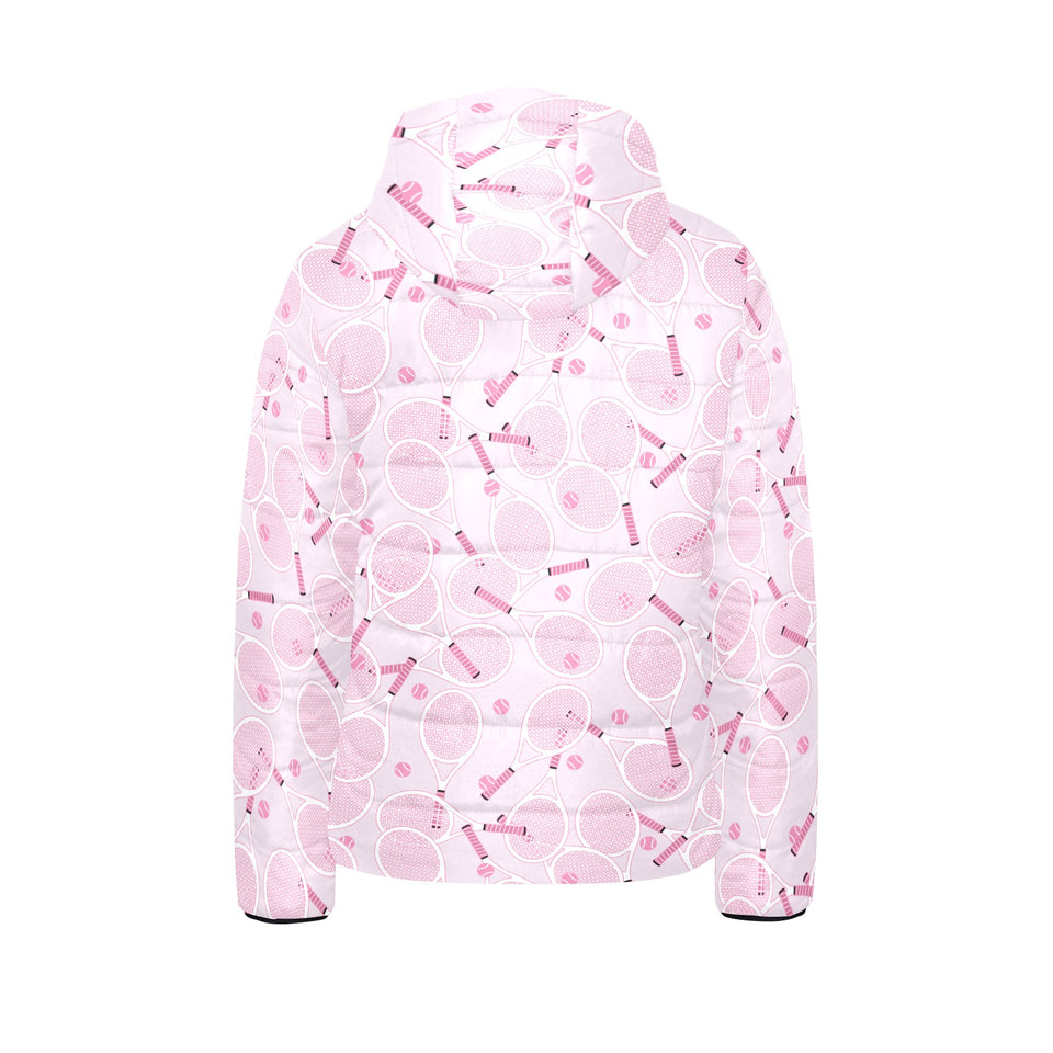 Tennis Pattern Print Design 02 Kids' Boys' Girls' Padded Hooded Jacket