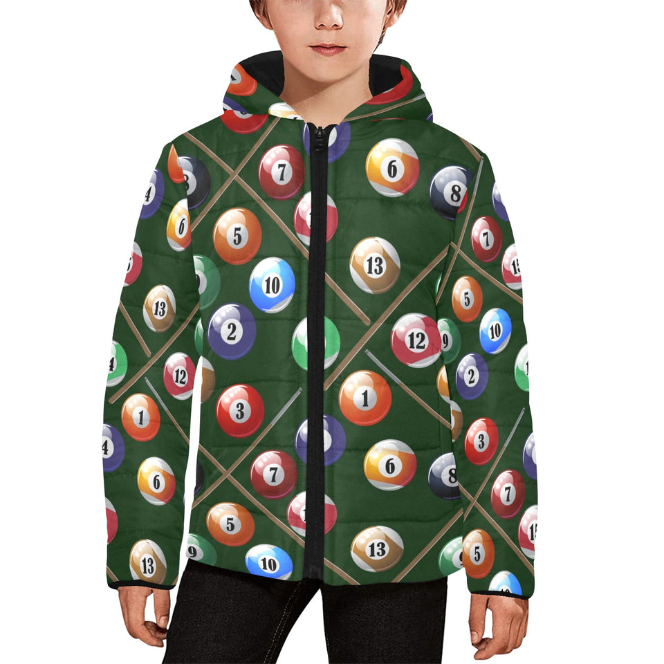 Billiard Ball Pattern Print Design 03 Kids' Boys' Girls' Padded Hooded Jacket