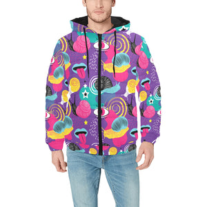 Snail Pattern Print Design 02 Men's Padded Hooded Jacket(ModelH42)