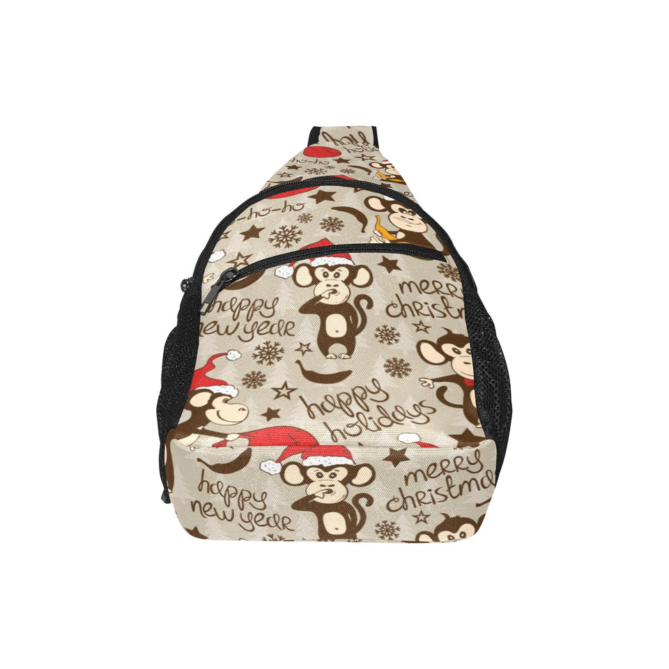 Monkey Christmas Pattern All Over Print Chest Bag