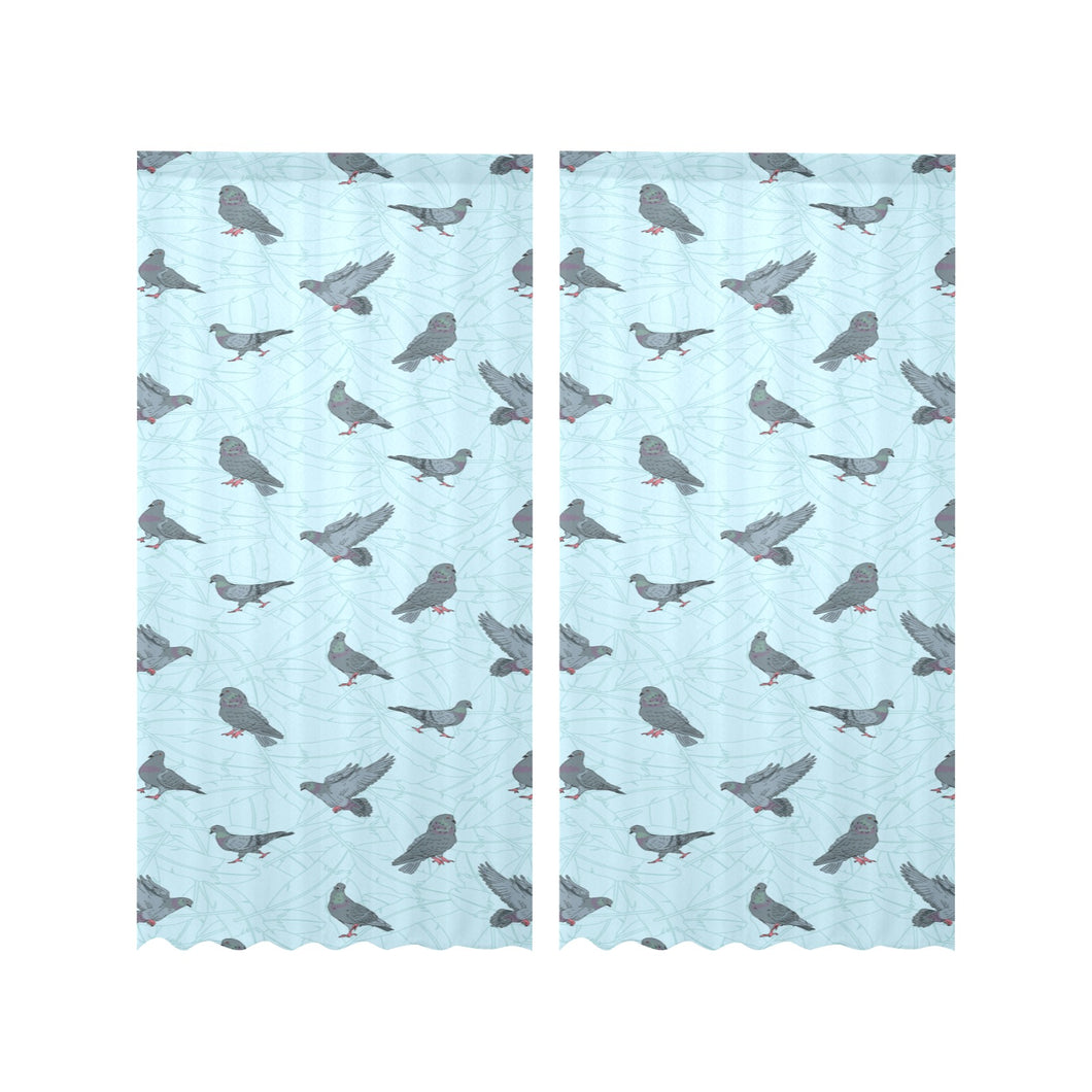 Pigeon Pattern Print Design 02 Gauze Curtain