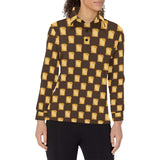 Bread Toast Pattern Print Design 01 Women's Long Sleeve Polo Shirt