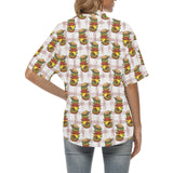 Hamburger Pattern Print Design 03 Women's All Over Print Hawaiian Shirt