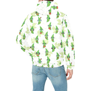 Green Peas Pattern Print Design 04 Men's Padded Hooded Jacket(ModelH42)