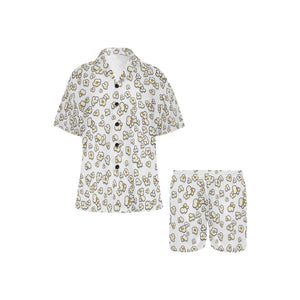 Popcorn Pattern Print Design 04 Women's V-Neck Short Pajama Set