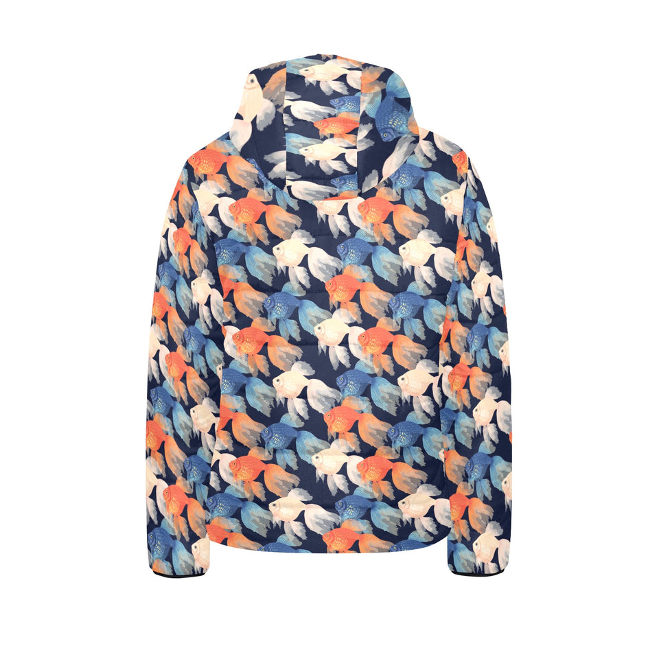 Goldfish Pattern Print Design 04 Kids' Boys' Girls' Padded Hooded Jacket