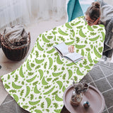 Green Peas Pattern Print Design 02 Blanket Robe with Sleeves