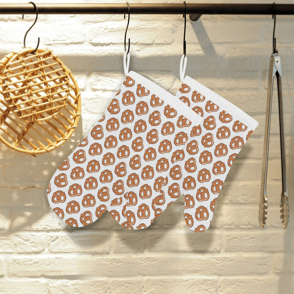 Pretzels Pattern Print Design 05 Heat Resistant Oven Mitts