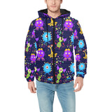 Alien Pattern Print Design 01 Men's Padded Hooded Jacket(ModelH42)