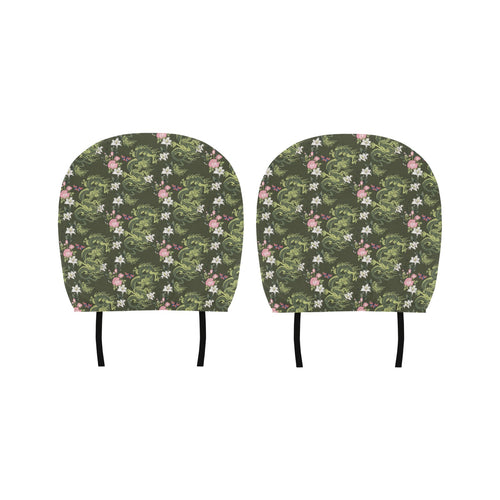 Green Dragon Rose Flower Pattern Car Headrest Cover