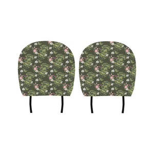 Green Dragon Rose Flower Pattern Car Headrest Cover