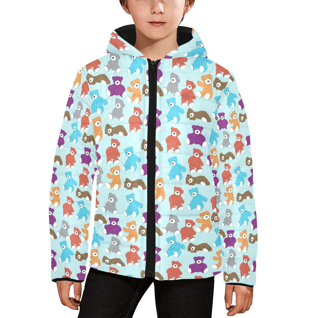 Teddy Bear Pattern Print Design 03 Kids' Boys' Girls' Padded Hooded Jacket