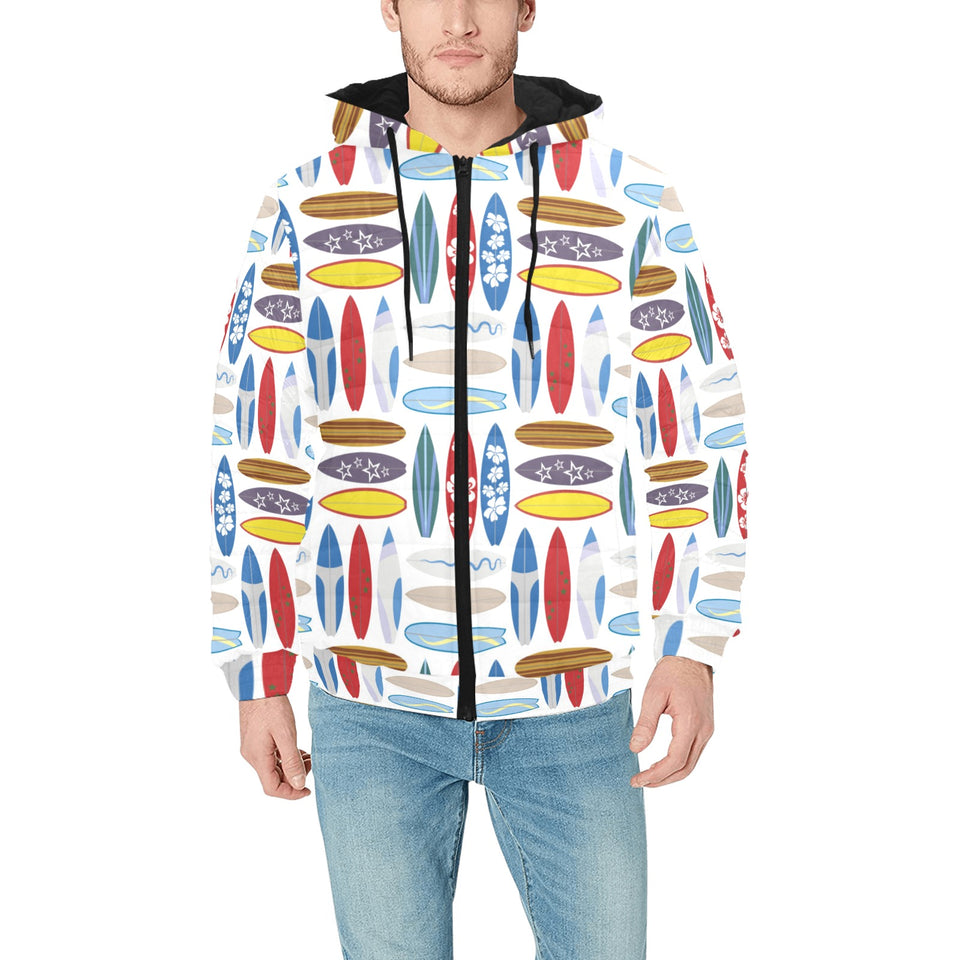 Surfboard Pattern Print Design 02 Men's Padded Hooded Jacket(ModelH42)