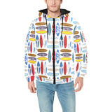 Surfboard Pattern Print Design 02 Men's Padded Hooded Jacket(ModelH42)