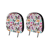 Colorful Butterfly Flower Pattern Car Headrest Cover