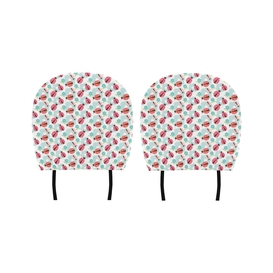 Ladybug Pattern Print Design 03 Car Headrest Cover