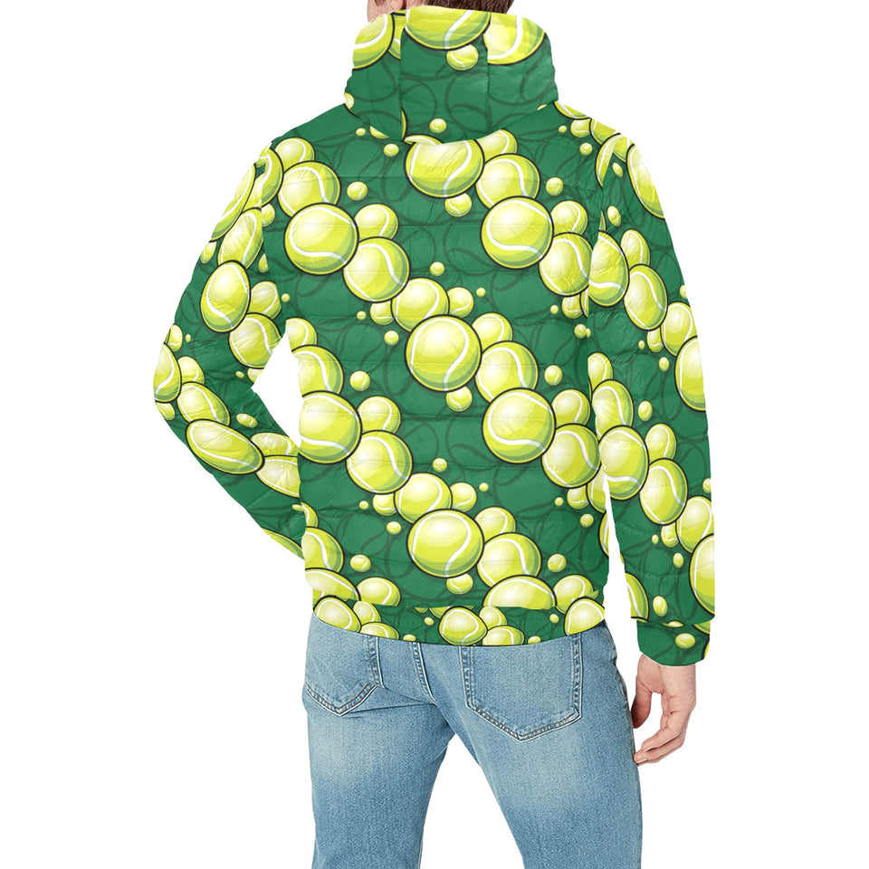 Tennis Pattern Print Design 04 Men's Padded Hooded Jacket(ModelH42)