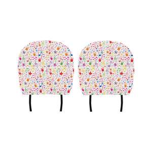 Music Notes Pattern Print Design 04 Car Headrest Cover