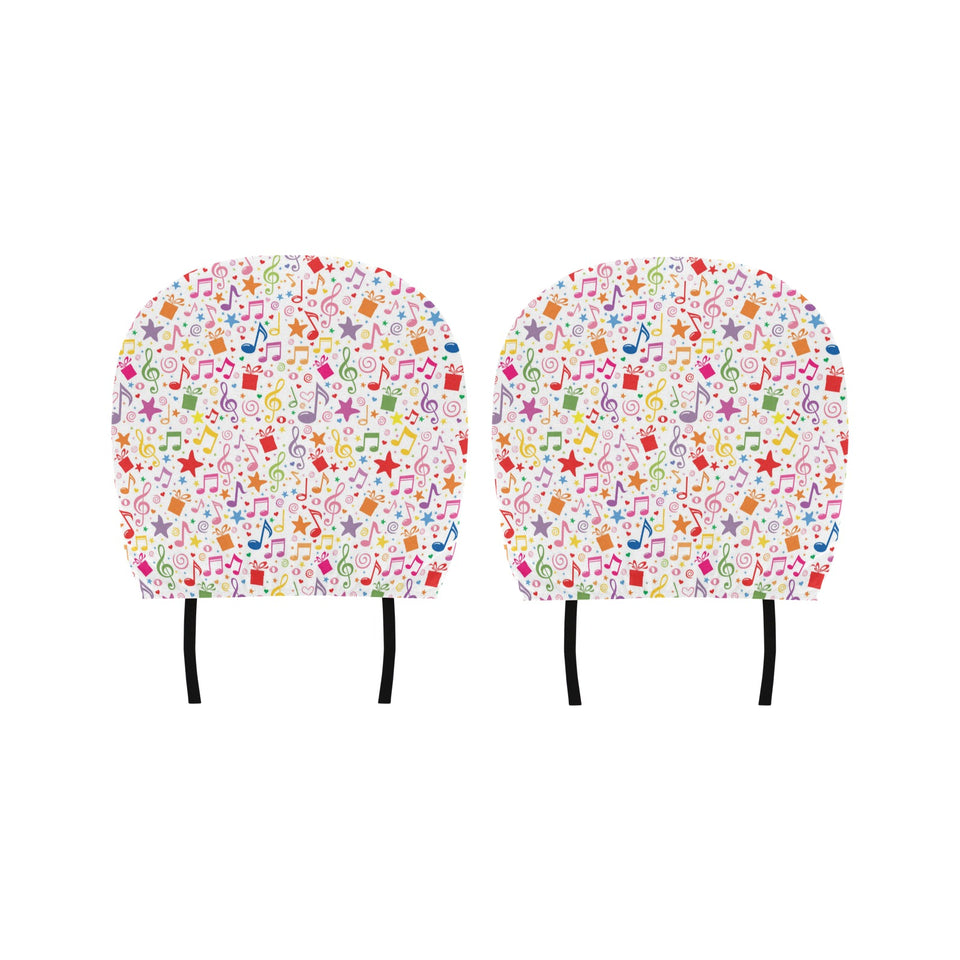 Music Notes Pattern Print Design 04 Car Headrest Cover