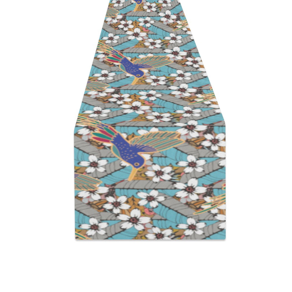 Hummingbird Pattern Print Design 02 Table Runner