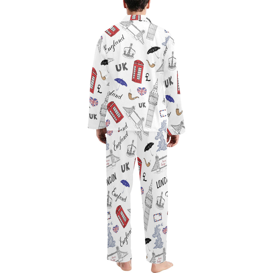 British Pattern Print Design 01 Men's Long Pajama Set