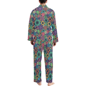 Gear Pattern Print Design 02 Men's Long Pajama Set