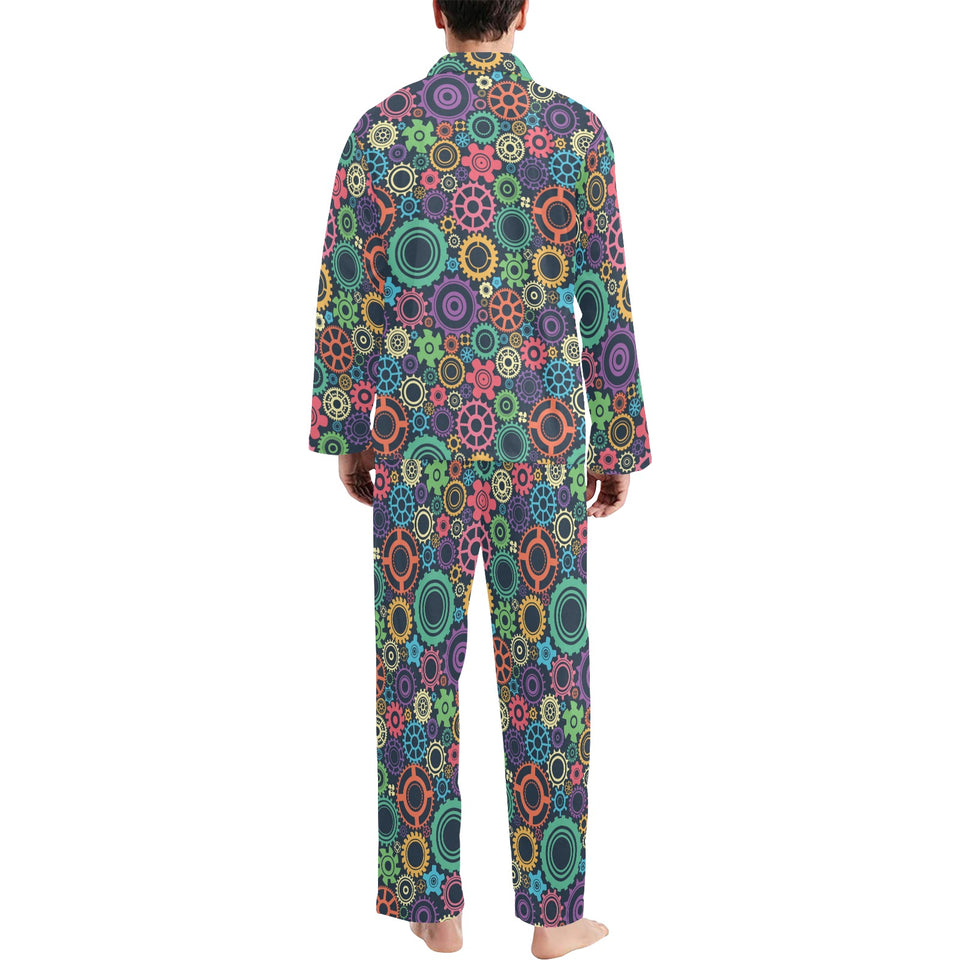 Gear Pattern Print Design 02 Men's Long Pajama Set