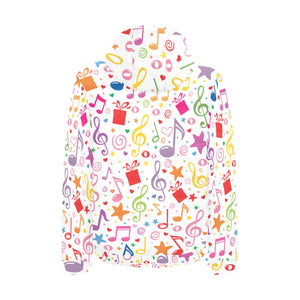 Music Notes Pattern Print Design 04 Men's Padded Hooded Jacket(ModelH42)