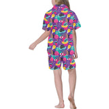 Snail Pattern Print Design 02 Kids' Boys' Girls' V-Neck Short Pajama Set