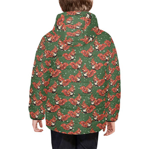 Squirrel Pattern Print Design 03 Kids' Boys' Girls' Padded Hooded Jacket