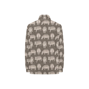 Hippopotamus Pattern Print Design 04 Women's Long Sleeve Polo Shirt