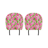 Pink Tulip Pattern Car Headrest Cover