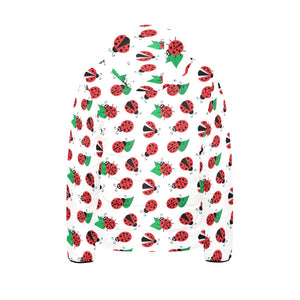 Ladybug Pattern Print Design 01 Kids' Boys' Girls' Padded Hooded Jacket