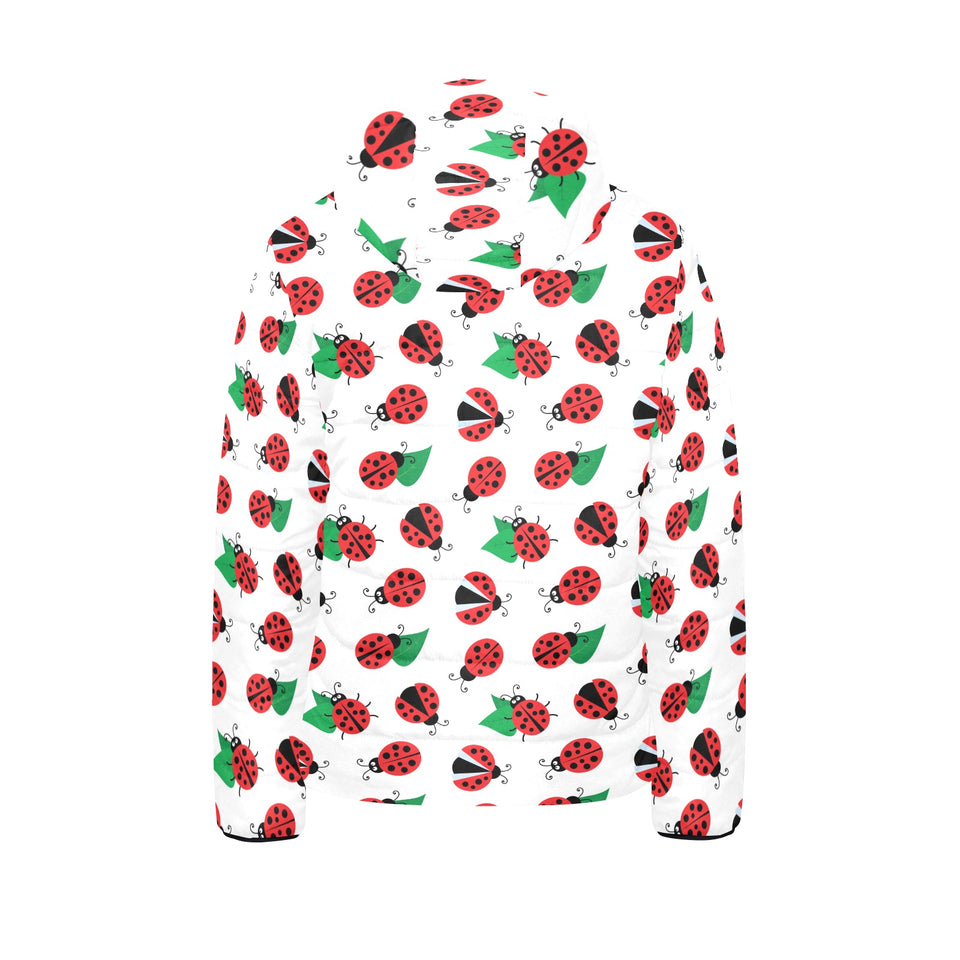 Ladybug Pattern Print Design 01 Kids' Boys' Girls' Padded Hooded Jacket