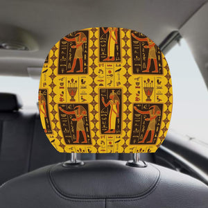 Egypt Hieroglyphics Pattern Print Design 01 Car Headrest Cover