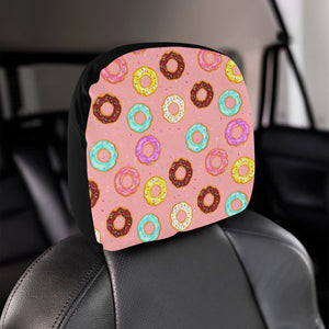 Donut Pattern Pink Background Car Headrest Cover