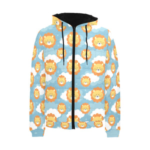 Lion Pattern Print Design 05 Men's Padded Hooded Jacket(ModelH42)