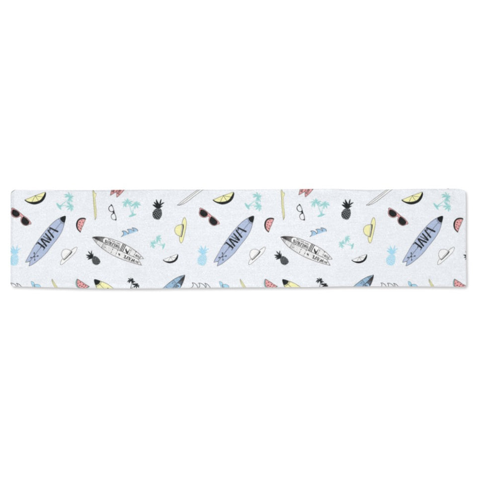 Surfboard Pattern Print Design 01 Table Runner