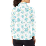 Octopus Blue Pattern Women's Long Sleeve Polo Shirt