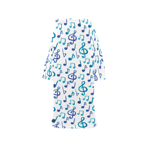 Music Notes Pattern Print Design 03 Blanket Robe with Sleeves