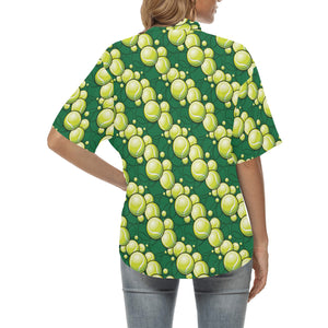 Tennis Pattern Print Design 04 Women's All Over Print Hawaiian Shirt