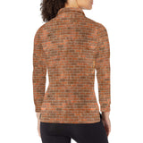 Brick Printed Pattern Print Design 04 Women's Long Sleeve Polo Shirt