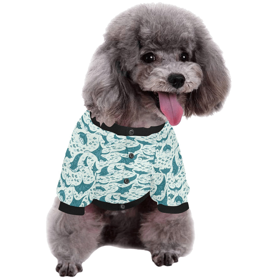 Stingray Pattern Print Design 01 All Over Print Pet Dog Round Neck Fuzzy Shirt