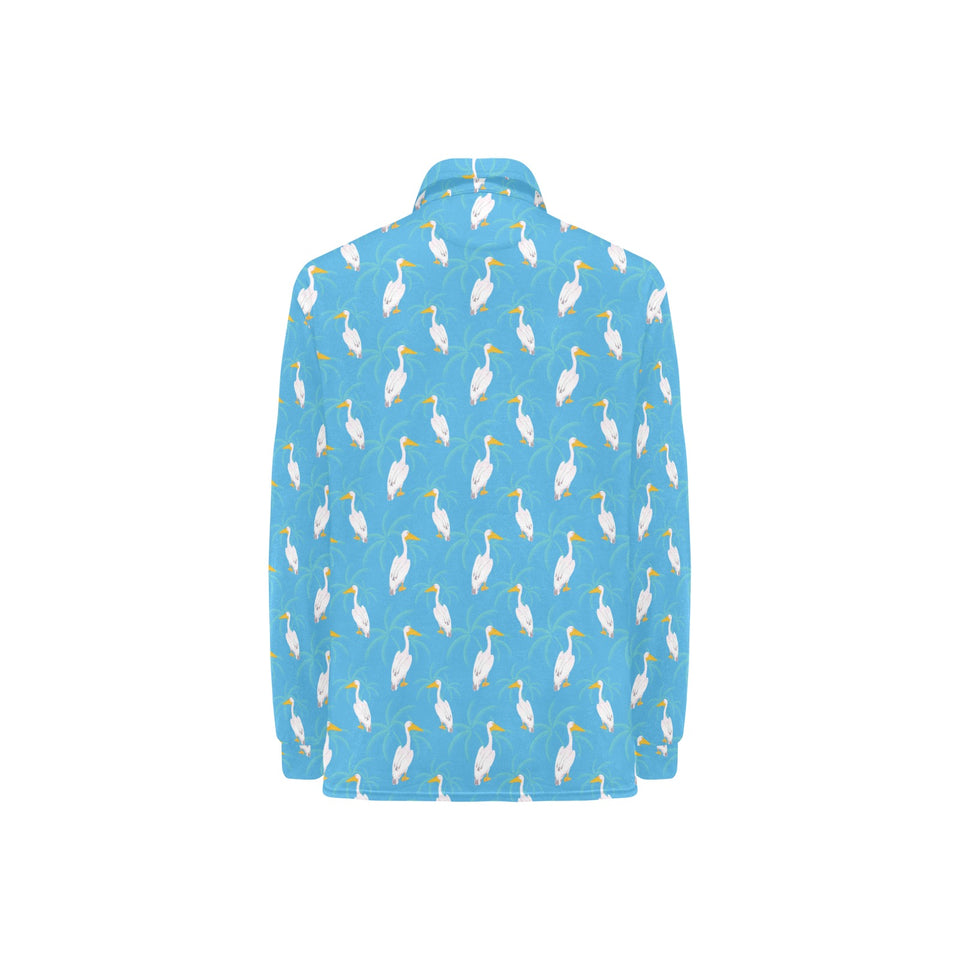 Pelican Pattern Print Design 02 Women's Long Sleeve Polo Shirt